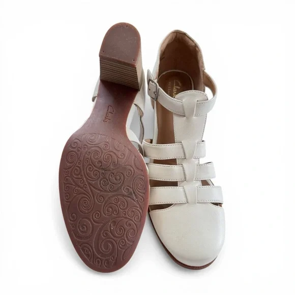 Clarks Artisan Women Ciera Gull Heeled Sandal Off White Cream Strappy Size 9 - Picture 7 of 7